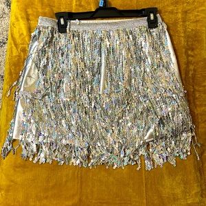Lelike Sequin Skirt with Sparkly Fringe